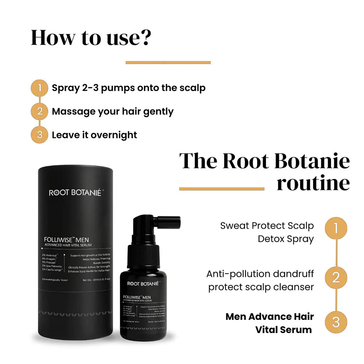 Routine serum Root Botanie Men Hair Vital Serum for DHT blocking Non Minoxidil hair grwoth serum for Men