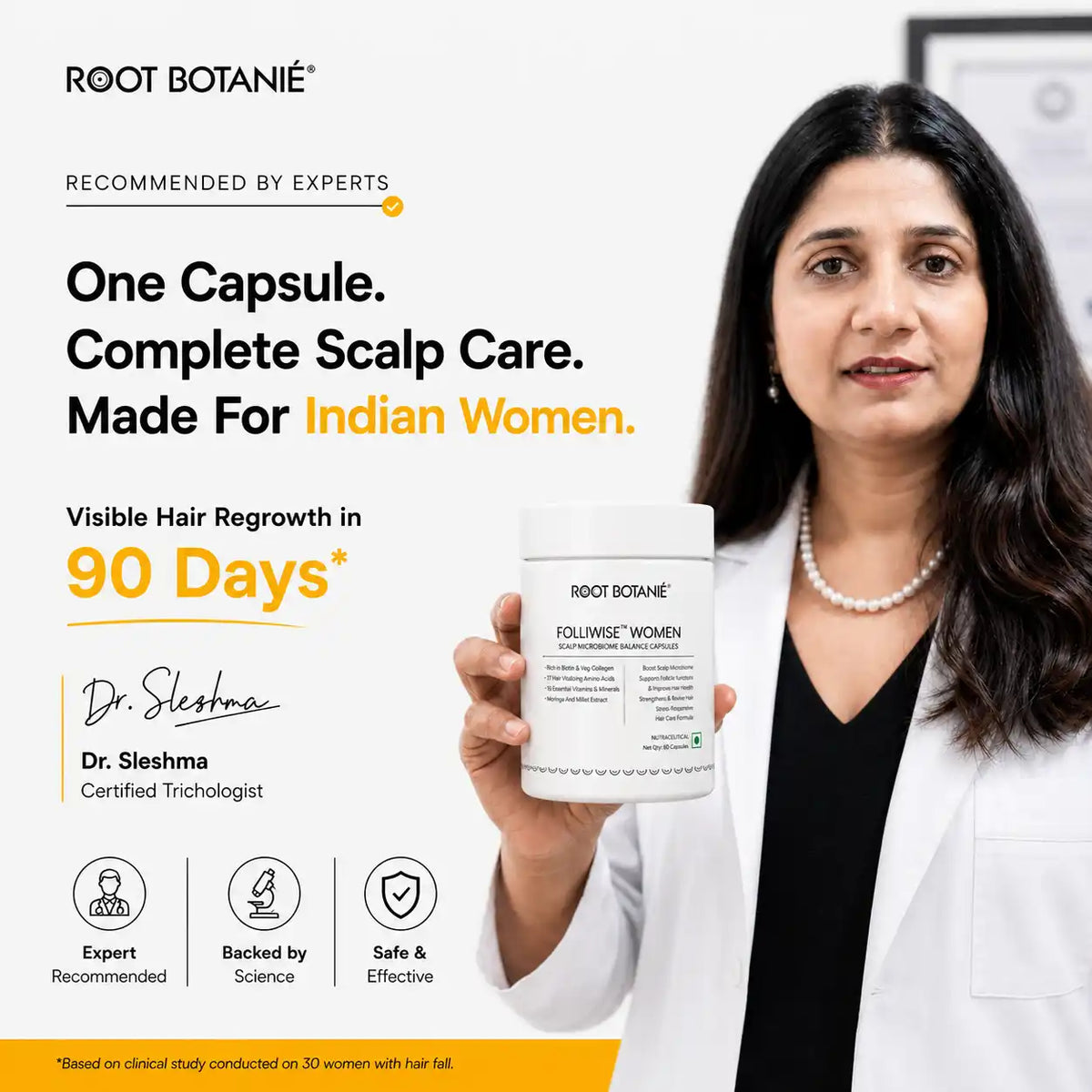 Root Botanie Women Scalp Microbiome Balance capsule, best hair growth supplement for Women. 