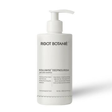 Root Botanie Deep Nourish 360 Care Anti-Hair Fall & Anti-Frizz Shampoo – Best Dermatologist Recommended Medicated Shampoo for Hair Fall and Damaged Hair in India.