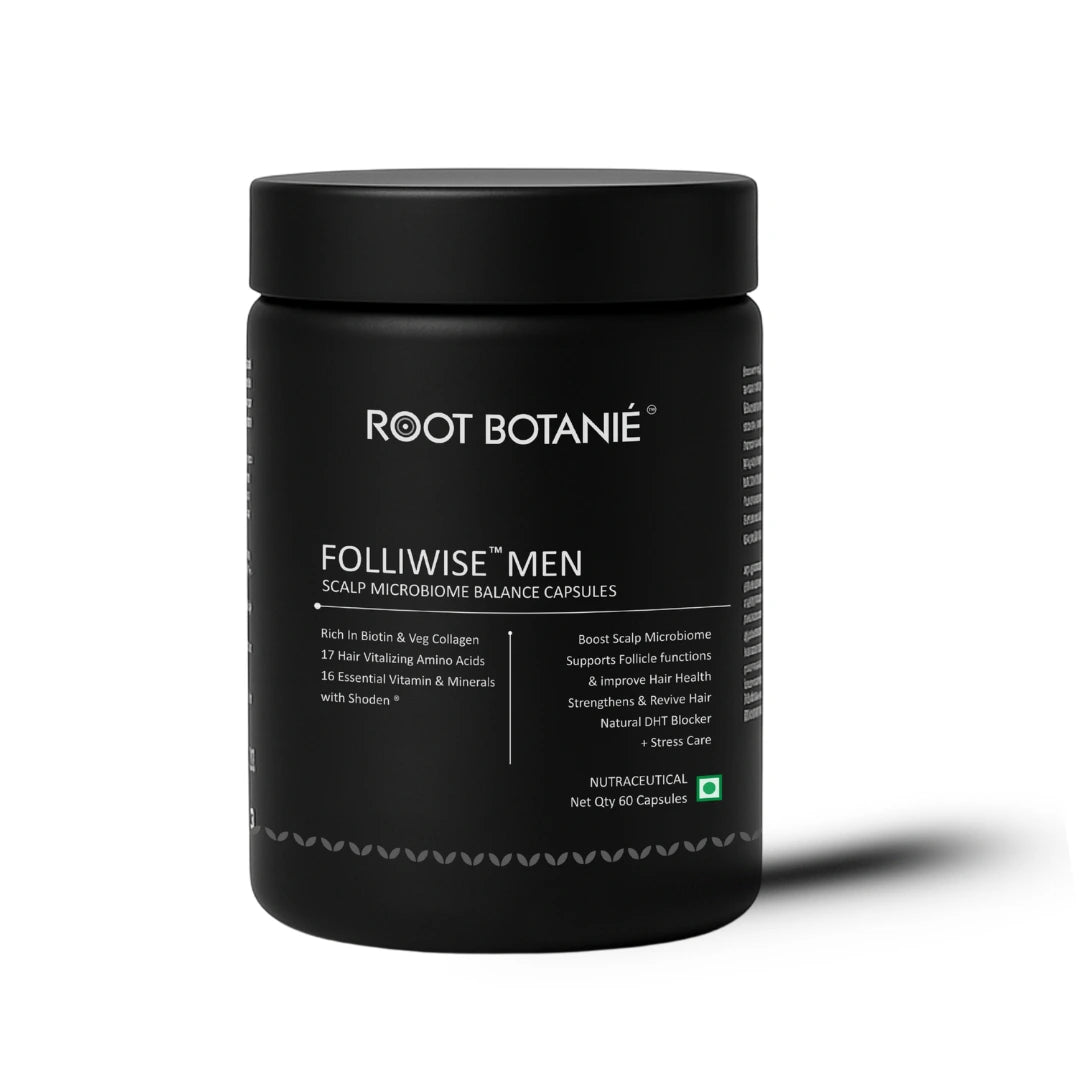 Root Botanie FOLLIWISE Men Scalp Microbiome Balance Capsules | Doctor-Recommended Hair Regrowth & Hairfall Control Supplement