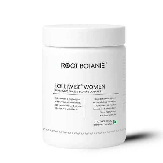 Root Botanie FOLLIWISE Women Scalp Microbiome Balance Capsules | Doctor-Recommended Hair Regrowth & Hairfall Control Supplement