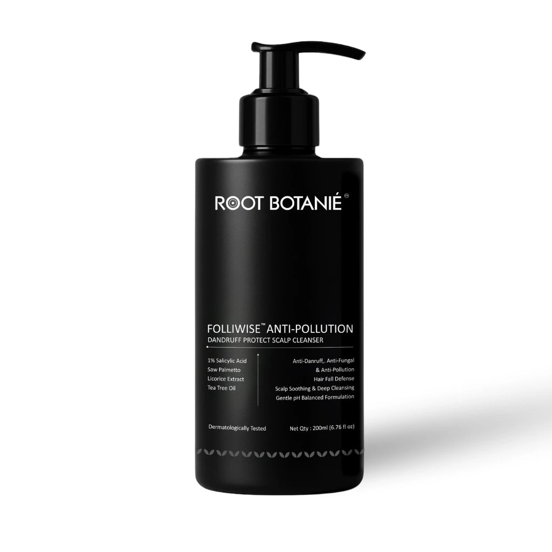 Root Botanie Anti Pollution Anti Dandruff Shampoo best medicated dermatologist shampoo for Dandruff and healthy scalp microbiome in India 
