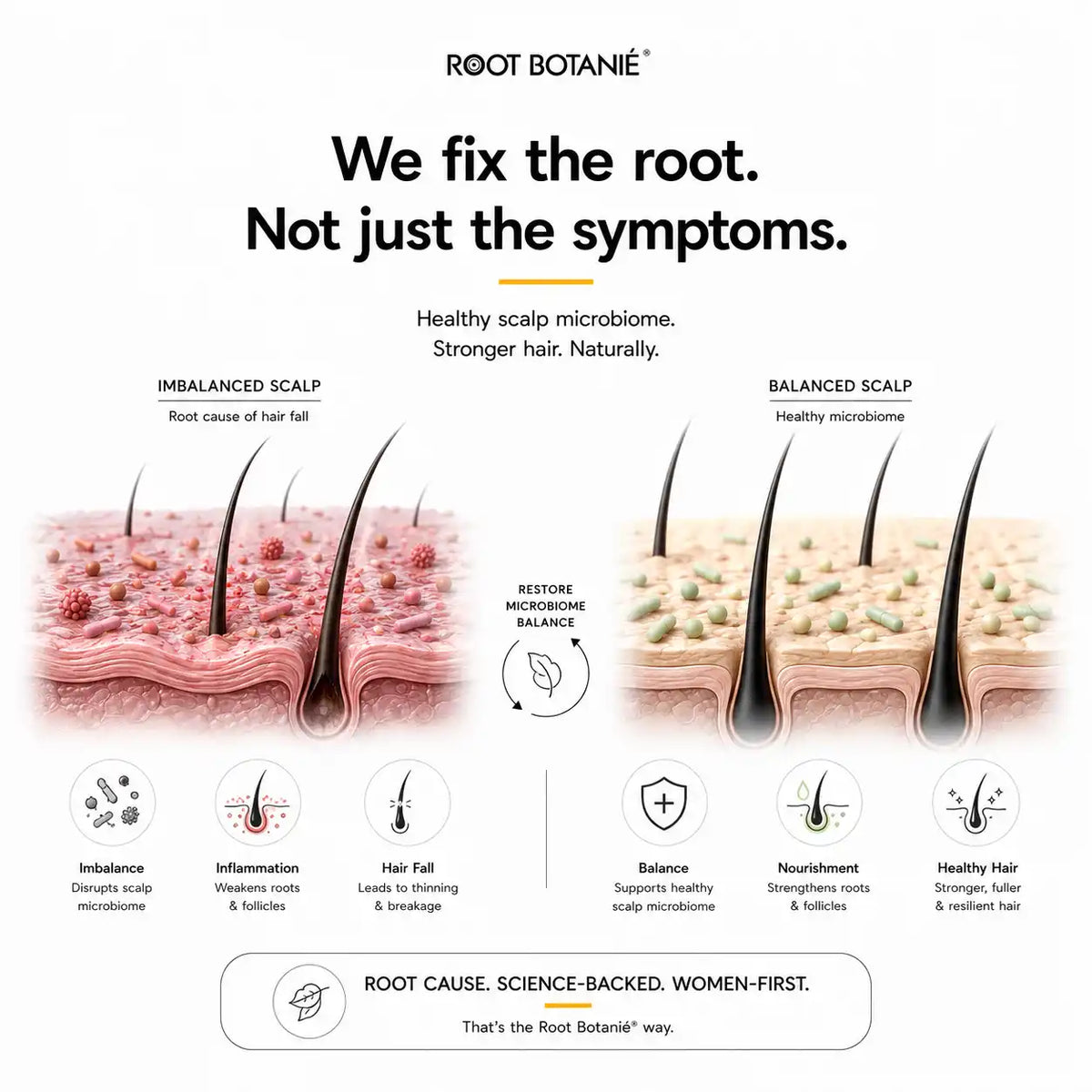Ingredient Root Botanie Women Scalp Microbiome Balance capsule, best hair growth supplement for Women. 