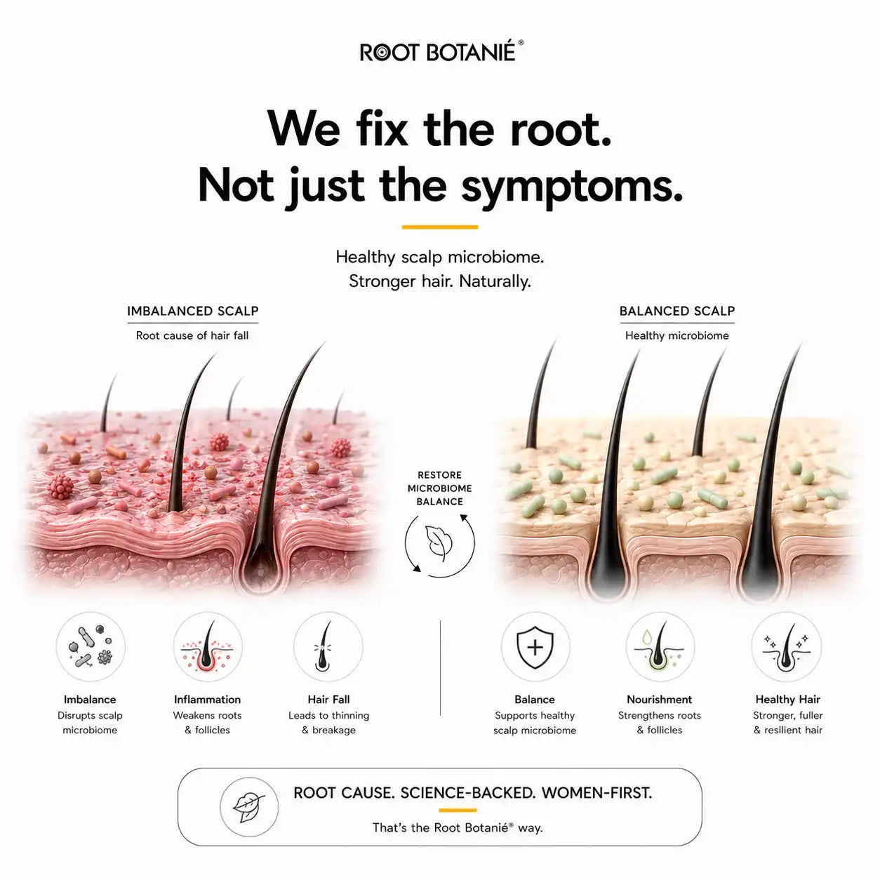 Ingredient Root Botanie Women Scalp Microbiome Balance capsule, best hair growth supplement for Women. 