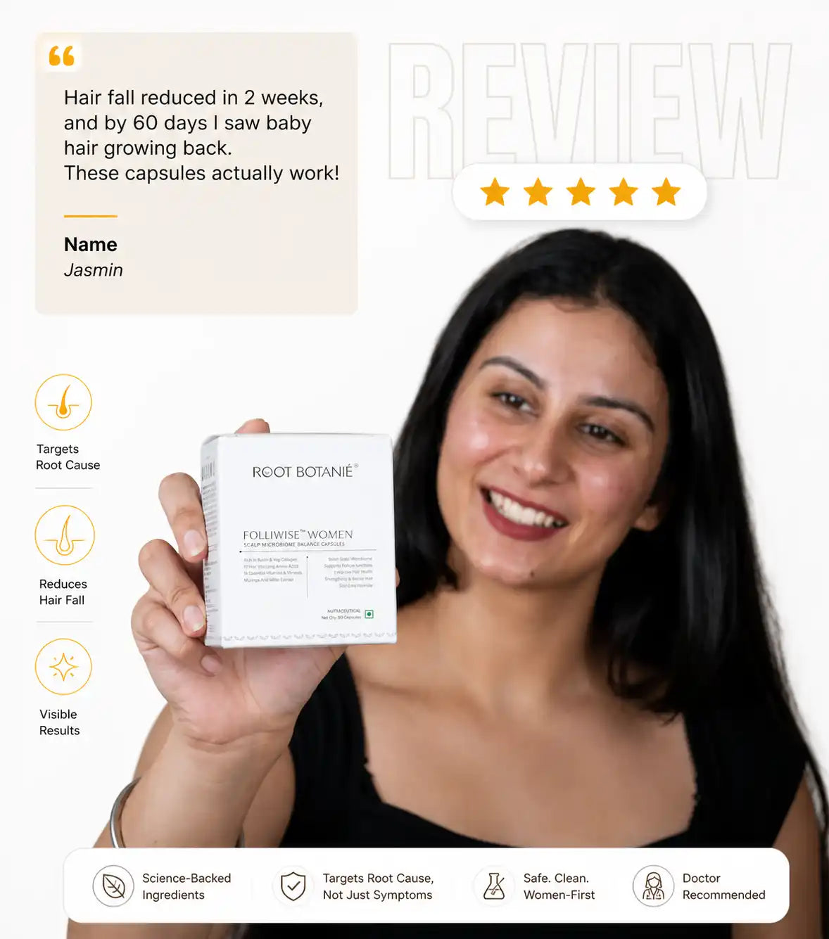 real customer feedback .Root Botanie Women Scalp Microbiome Balance capsule, best hair growth supplement for Women. 
