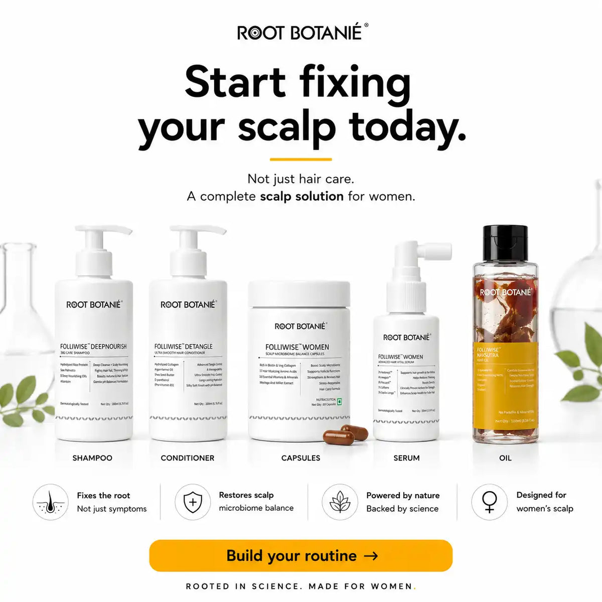 Root Botanie Women Scalp Microbiome Balance capsule, best hair growth supplement for Women. 